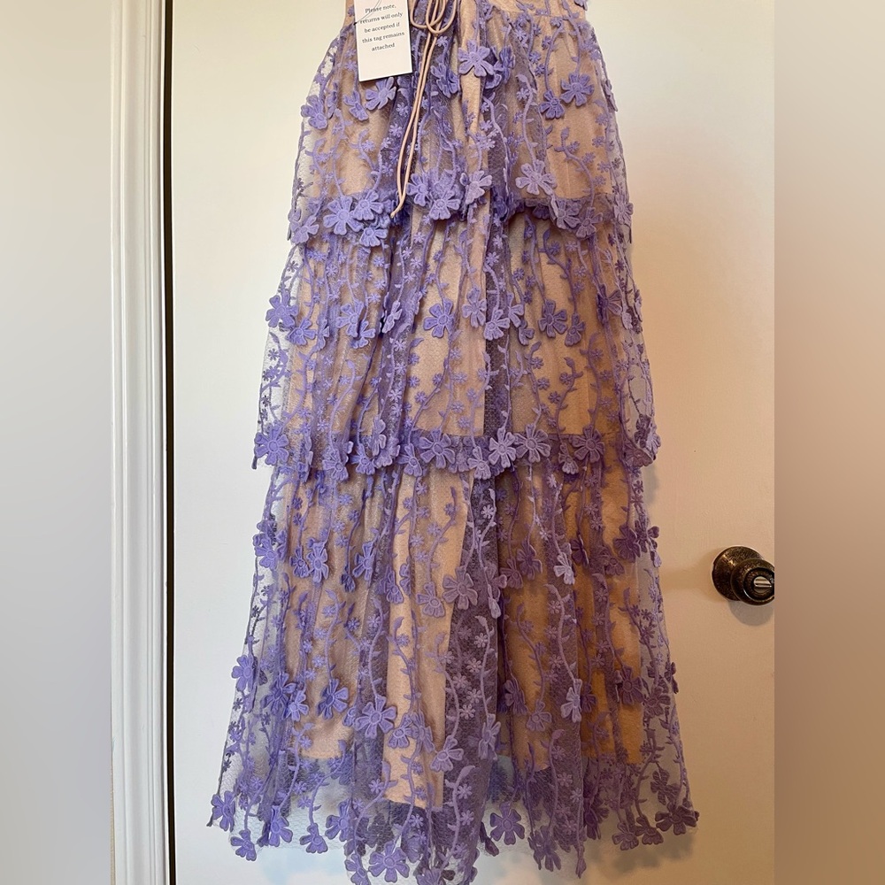 Endless Rose Lavender Floral Embroidered Tiered Lace Midi Dress - Picture 12 of 15